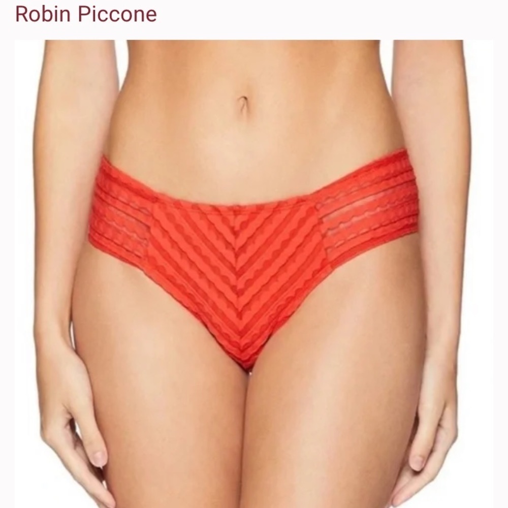 NWT Robin Piccone Carly Hipster Bikini Bottoms in Pimento